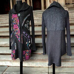 Vintage PALILA ( S ) Bohemian Wool/Mohair Blend Embroidered Cardigan Swe…